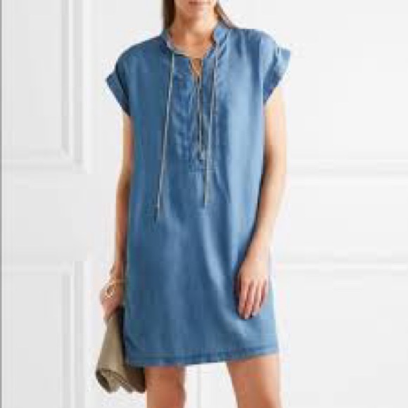 MICHAEL Michael Kors Chambray Denim Tunic Chain Lace Up Dress - Picture 2 of 5